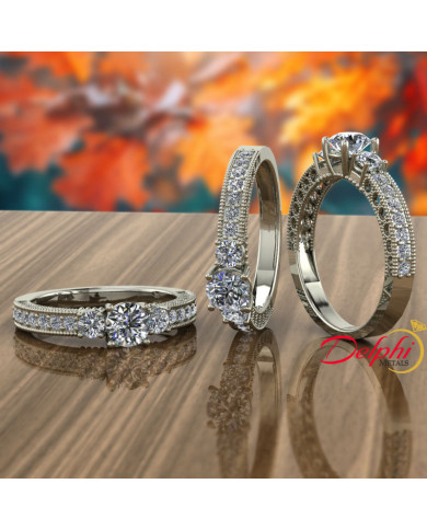 0.89ct Brilliant Cut 3 Stone Engagement Ring - 01US69V