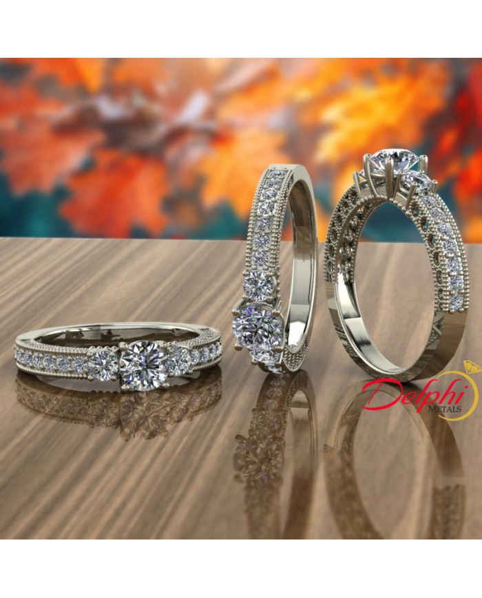 0.89ct Brilliant Cut 3 Stone Engagement Ring - 01US69V