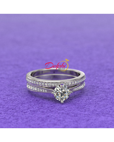 0.8ct Round Diamond Gold Bridal Set - 01US60A