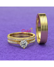 0.8ct Round Diamond Gold Complete Wedding Set - 01US60B