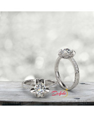 0.91ct Diamond Lotus Flower Shape Gold Engagement Ring - 01US49