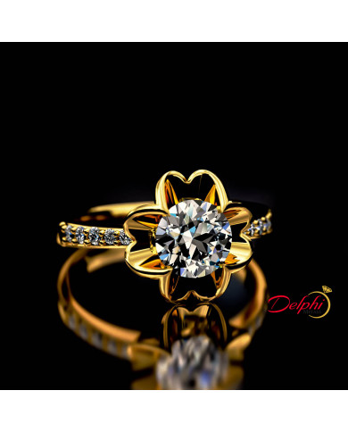 0.91ct Diamond Lotus Flower Shape Gold Engagement Ring - 01US49