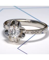 0.91ct Diamond Lotus Flower Shape Gold Engagement Ring - 01US49