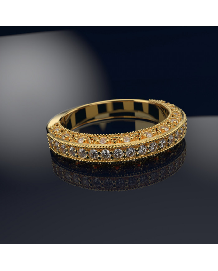 0.25ct Brilliant Diamond Vintage Gold Wedding Band - 01US65V