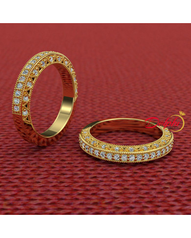 0.25ct Brilliant Diamond Vintage Gold Wedding Band - 01US65V