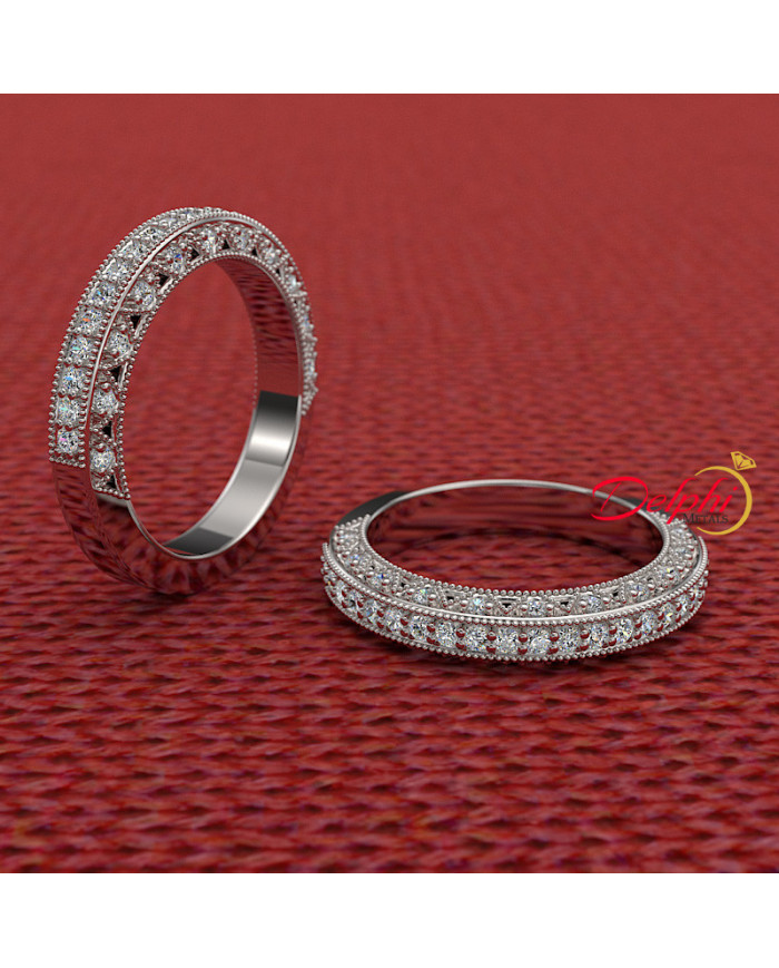 0.25ct Brilliant Diamond Vintage Gold Wedding Band - 01US65V