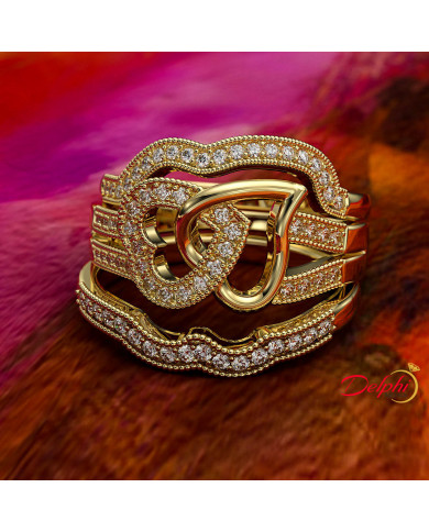 0.53ct Round Diamond Heart Trio Bridal Set - 01US77