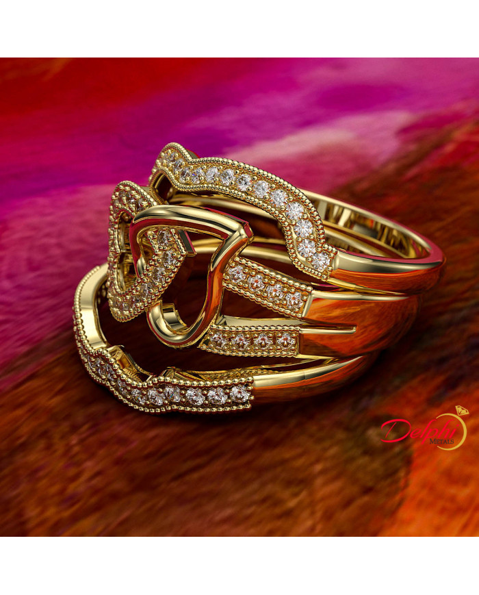 0.53ct Round Diamond Heart Trio Bridal Set - 01US77