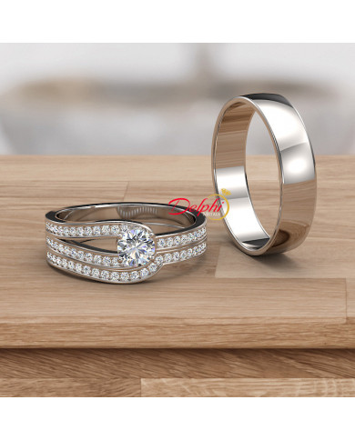 0.68ct Brilliant Diamond Gold Complete Wedding Set - 01US45B