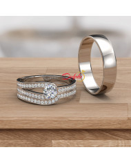 0.68ct Brilliant Diamond Gold Complete Wedding Set - 01US45B