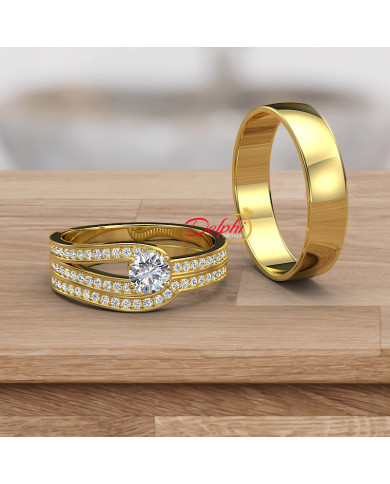 0.68ct Brilliant Diamond Gold Complete Wedding Set - 01US45B