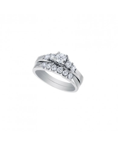 0.68ct Round Diamond White Gold Bridal Set - 01US38A