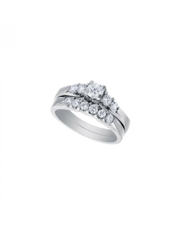 0.68ct Round Diamond White Gold Bridal Set - 01US38A