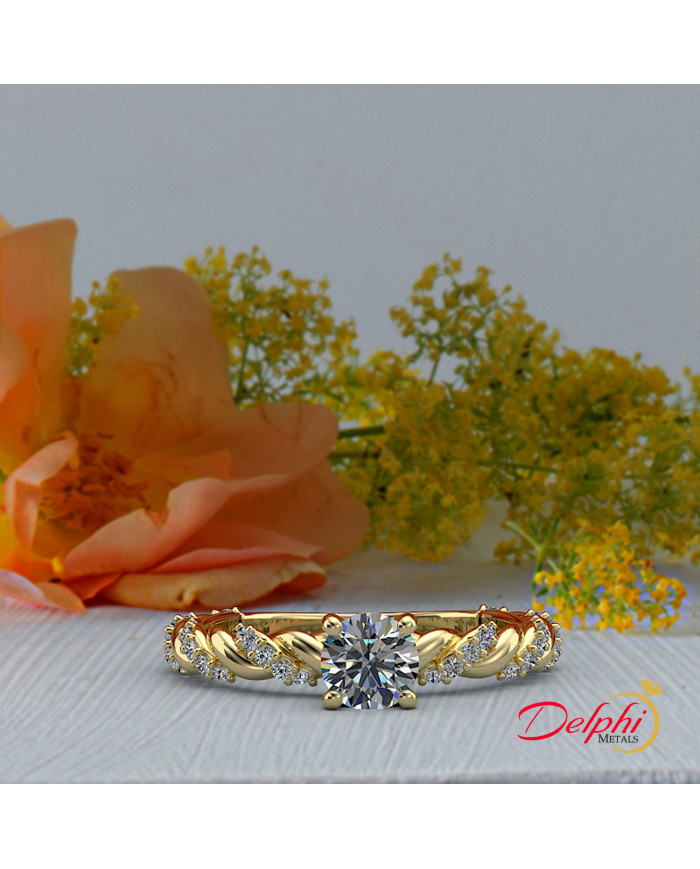 0.6ct Brilliant Diamond Gold Twist Engagement Ring - 02US18C