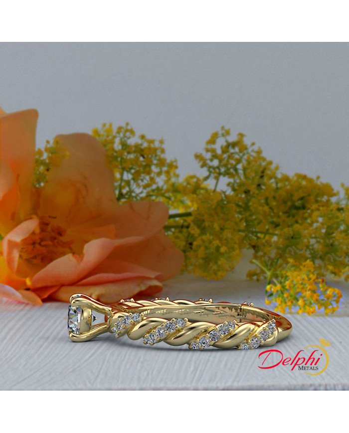 0.6ct Brilliant Diamond Gold Twist Engagement Ring - 02US18C