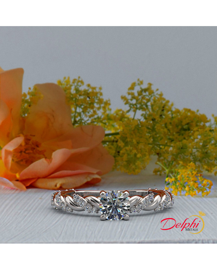 0.6ct Brilliant Diamond Gold Twist Engagement Ring - 02US18C