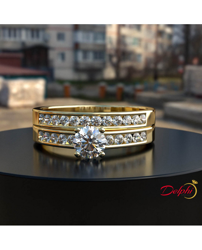 0.82ct Round Diamond Gold Bridal Wedding Ring - 01US78