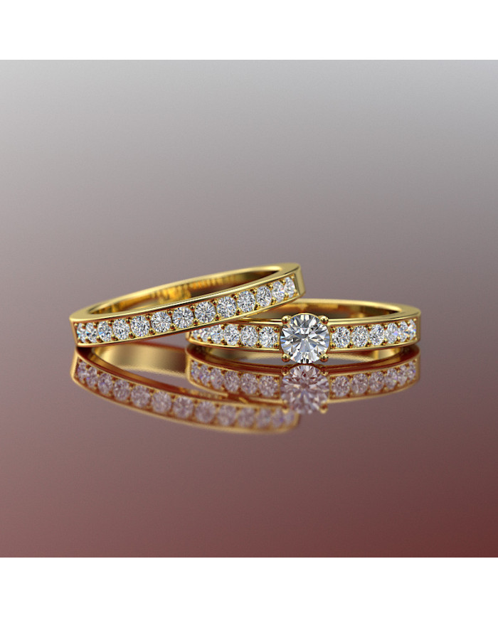 0.83ct Brilliant Cut Gold Bridal Set - 01US68V