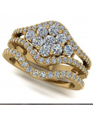 0.84ct Brilliant Diamond Gold Cluster Bridal Set - 01US31A