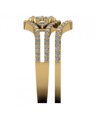 0.84ct Brilliant Diamond Gold Cluster Bridal Set - 01US31A