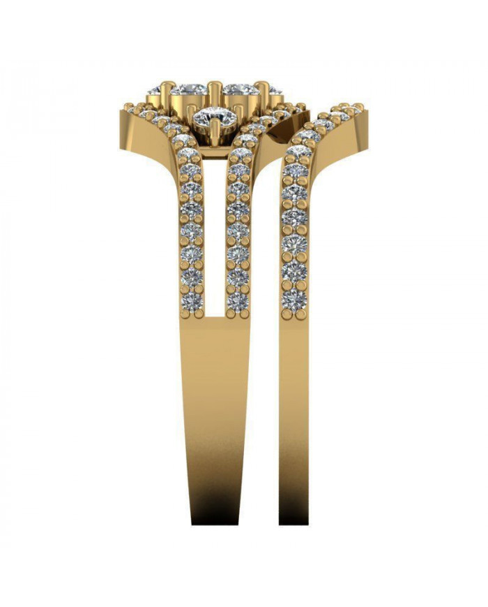 0.84ct Brilliant Diamond Gold Cluster Bridal Set - 01US31A