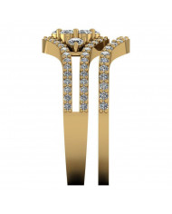 0.84ct Brilliant Diamond Gold Cluster Bridal Set - 01US31A