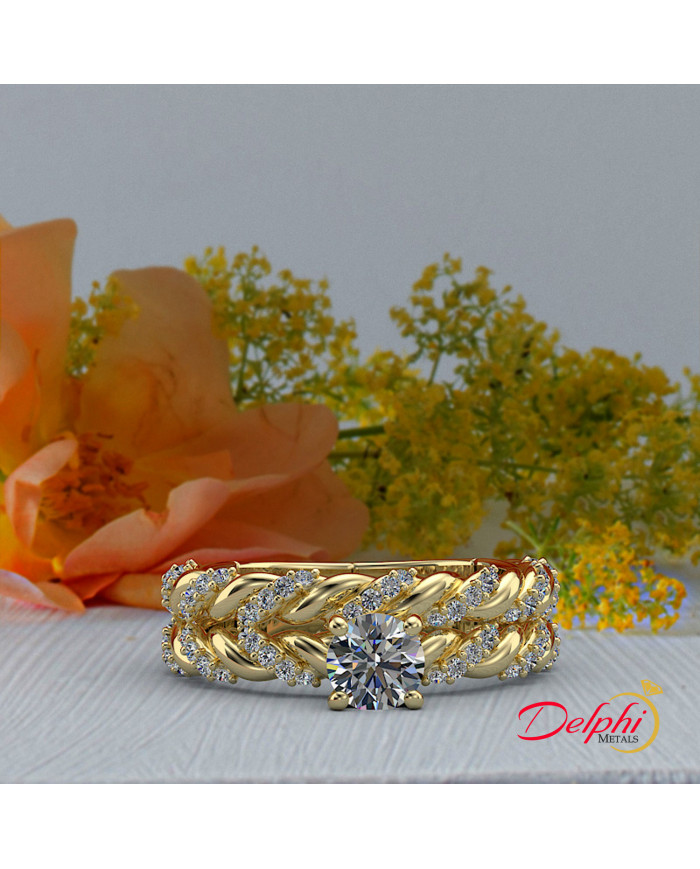 0.86ct Brilliant Diamond Gold Twist Bridal Set - 02US18B