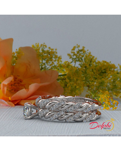 0.86ct Brilliant Diamond Gold Twist Bridal Set - 02US18B