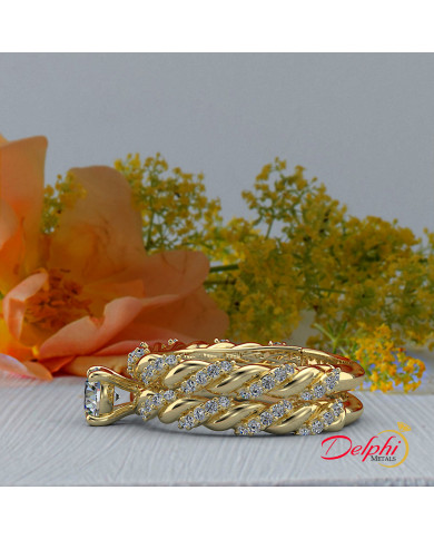 0.86ct Brilliant Diamond Gold Twist Bridal Set - 02US18B