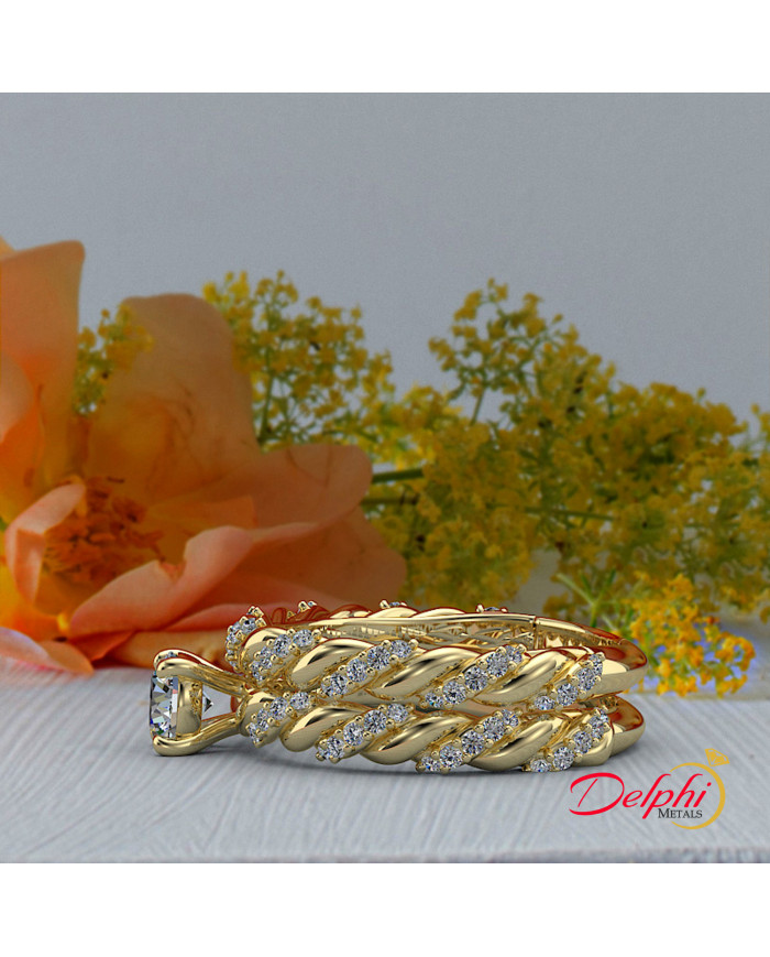 0.86ct Brilliant Diamond Gold Twist Bridal Set - 02US18B