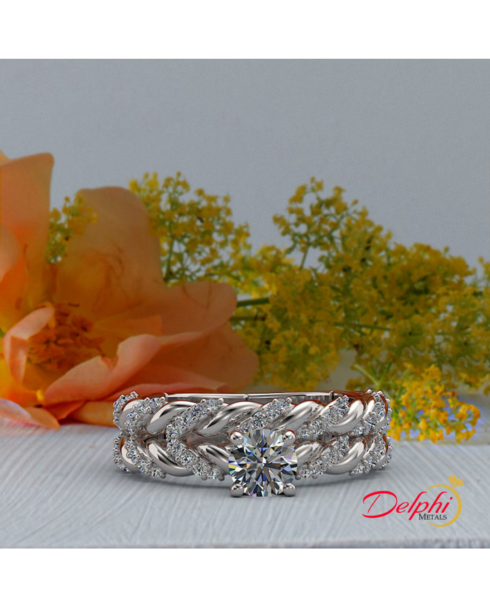 0.86ct Brilliant Diamond Gold Twist Bridal Set - 02US18B