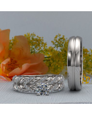 0.86ct Brilliant Diamond Twist Trio Complete Wedding Set - 02US18A