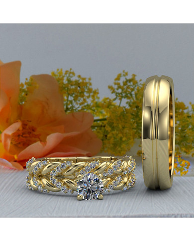 0.86ct Brilliant Diamond Twist Trio Complete Wedding Set - 02US18A