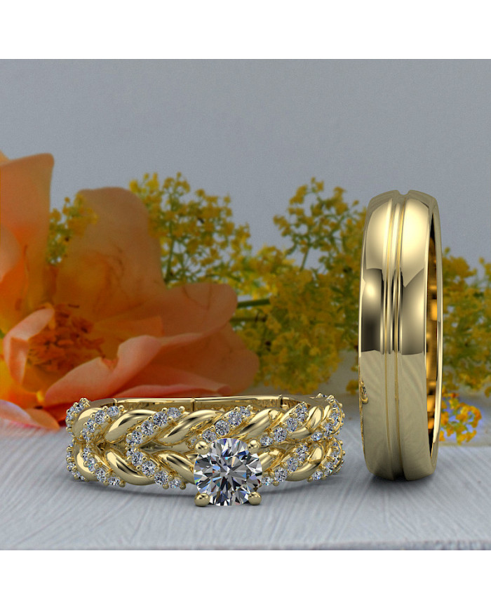 0.86ct Brilliant Diamond Twist Trio Complete Wedding Set - 02US18A